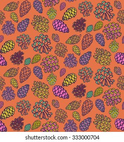 pine cone pattern background pine tree orange gift wrap wrapping paper multicolored 
