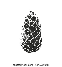 Pine cone silhouette. Black print on white background