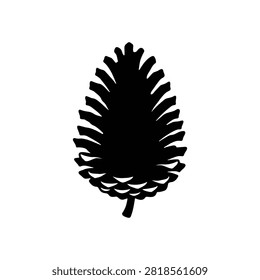 Pine cone silhouette icon vector flat design.