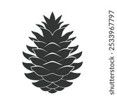 Pine cone silhouette vector design Realistic illustration of maple leaves and pine cones on white background.