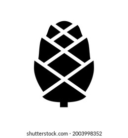 Pine cone single black glyph icon. Nice shape. Vector isolated on white background.