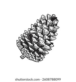 Pine cone sketch hand drawn in doodle style illustration
