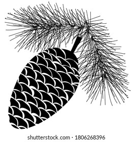 Pine cone solid icon isolated on white background. Winter holliday simbol. New years or birthday sign for web and app design. Vector illustration.