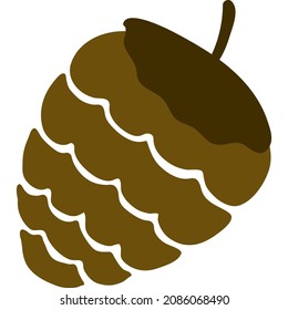 Icono vectorial de cono de pino. Estrobilo de árbol de aves, semilla de abeto aislada sobre fondo blanco. elemento decorativo de Navidad y Año Nuevo