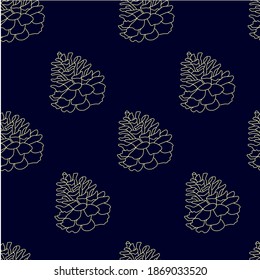 Pine cone vector pattern illustration. Stock vector illustration. Black isolated picture 