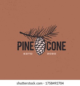 Pine Cone Vintage Retro Logo Vector Icon Illustration