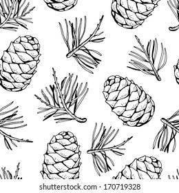 Pine cones and pine branches pattern