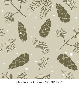 
Pine cones and pine branches seamless pattern. Christmas hand drawn background. Vector. Design elements for invitations, greeting cards, quotes, blogs, posters, prints