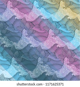 Pine cones color pattern vector