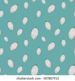 Pine cones hand drawn sketch retro, vintage Seamless Pattern. Vector Illustration