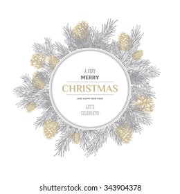 Pine cones pattern. Christmas gift wrapping. Vector illustration