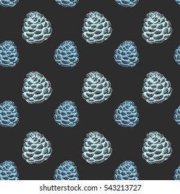 Pine cones seamless pattern. Design template for wrapping paper or fabric. Vector illustration