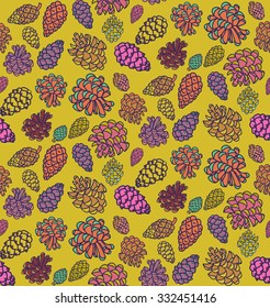pine cones pine tree multicolored pattern Wrapping Paper Gift Wrap yellow background