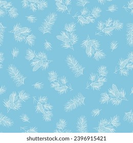 Pine cones and twig seamless pattern.