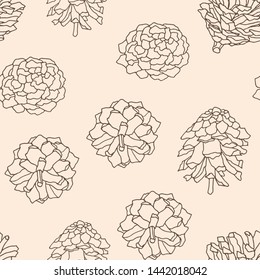 Pine cones vector illustration. Isolated Christmas pinecone. Engraved style. Elements for design of greeting cards, backgrounds, holiday decor. Silhouette designed for print, packing, poster design.