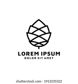 Pine Conifer Cone, Agave Luxury Elegant Logo Design Vector