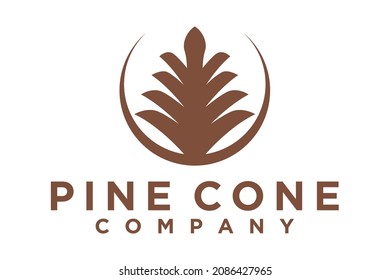 Pine conifer cone, pineapple leaves crown, aloe vera, agave luxury elegant logo design vector