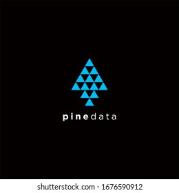pine data logo, tree technology vector