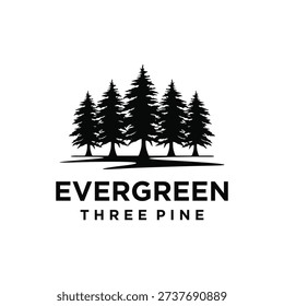 pine evergreen cedar coniferous larch trees, creek river nature landscape logo design vector