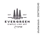 pine evergreen fir hemlock spruce conifer cedar coniferous cypress larch pinus tree forest vintage retro hipster line art Logo design 