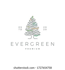 Pine Evergreen Fir Hemlock Spruce Conifer Cedar Coniferous Cypress Larch Pinus Tree Logo Vector Icon Illustration