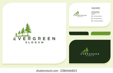 pine evergreen fir hemlock spruce conifer cedar coniferous cypress larch trees silhouette logo design and business card