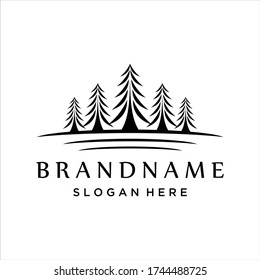 pine evergreen fir Tree Logo Design Template . hemlock spruce Tree Logo Vintage .