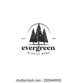 pine evergreen pines cedar tree forest icon logo business vector design template. vintage cypress pine landscape logo design vector illustration with hipster, minimalist and elegant styles isolated