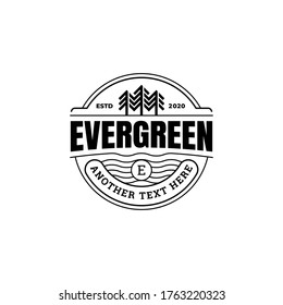 Pine Evergreen Tree Adventure Badge Rustic Logo Template