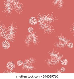 Pine fir christmas tree cedar spruce and cones seamless pattern vector illustration