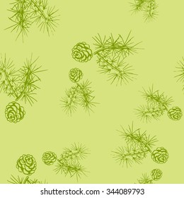Pine fir christmas tree cedar spruce and cones seamless pattern vector illustration
