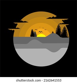 pine flat design in the dark template vector