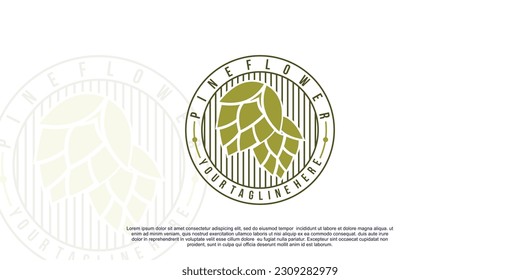 Pine flower logo design simple concept Premium Vector
