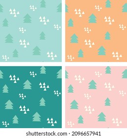 Pine forest, 4 different colors, northern seamless baby t-shirt print, fashion print design, can be used for kids wear, baby shower, celebration, greeting and invitation.
