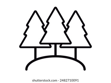 Pine forest black icon in white background