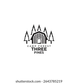 pine forest acampamento para hotel e acampar nas montanhas logotipo vetor template