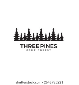 pine forest campsite for hotel and camping in the mountains logo vector template