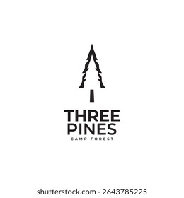 pine forest campsite for hotel and camping in the mountains logo vector template