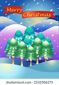 pine forest in a christmas landscape.