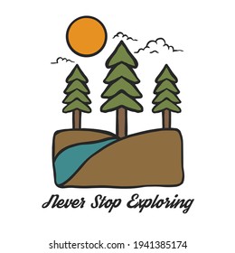 ilustración vectorial dibujada a mano por el concepto de bosque de pinos.