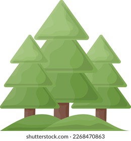 Concepto de bosque de pinos, bosques o diseño de iconos de color de vectores forestales, símbolo de camping y exterior, signo de equipos deportivos extremos, elementos de vida silvestre y expedición ilustración de material