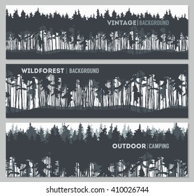 Pine forest design templates, vector illustration
