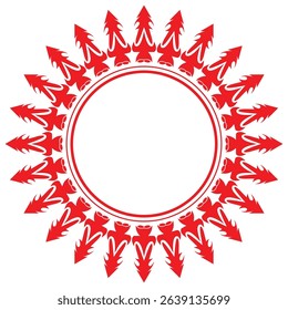 Pine Forest Frame Round Ornament Illustration