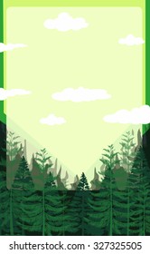 Pine forest with green sky illustration