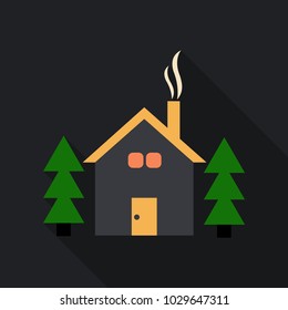 pine forest house with christmas tree