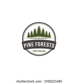 pine forest illustration logo on white background