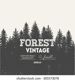Pine forest. Journey design template. Vector illustration