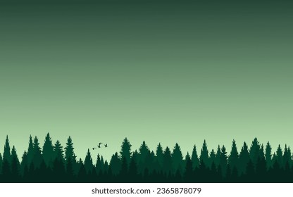 Pine Forest Landscape Background horizontal paranomic background for web background, wallpaper, banner, cover, poster