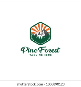 pine forest logo design icon silhouette