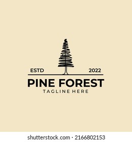 pine forest logo line art vector abstract illustration design